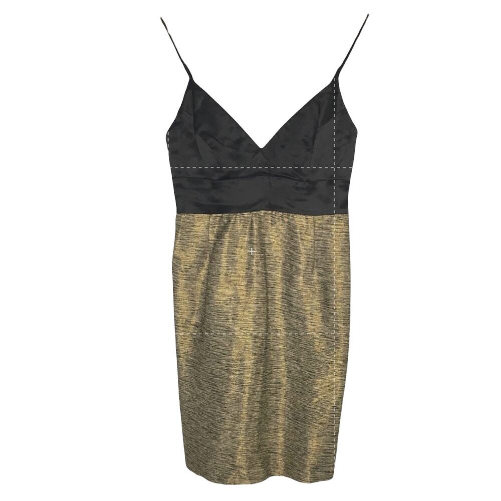 Twelfth Street by Cynthia Vincent Black Metallic Gold Silk Dress Size 4 #60059